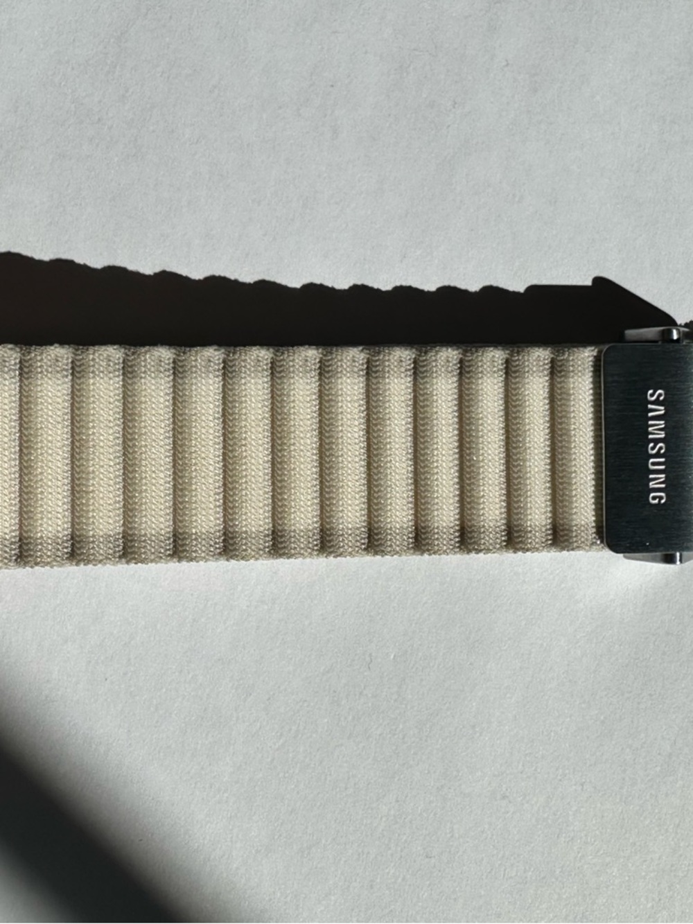 Samsung Cream Fabric Watch Strap with Brushed Silver Clasp - Picture 3 of 5